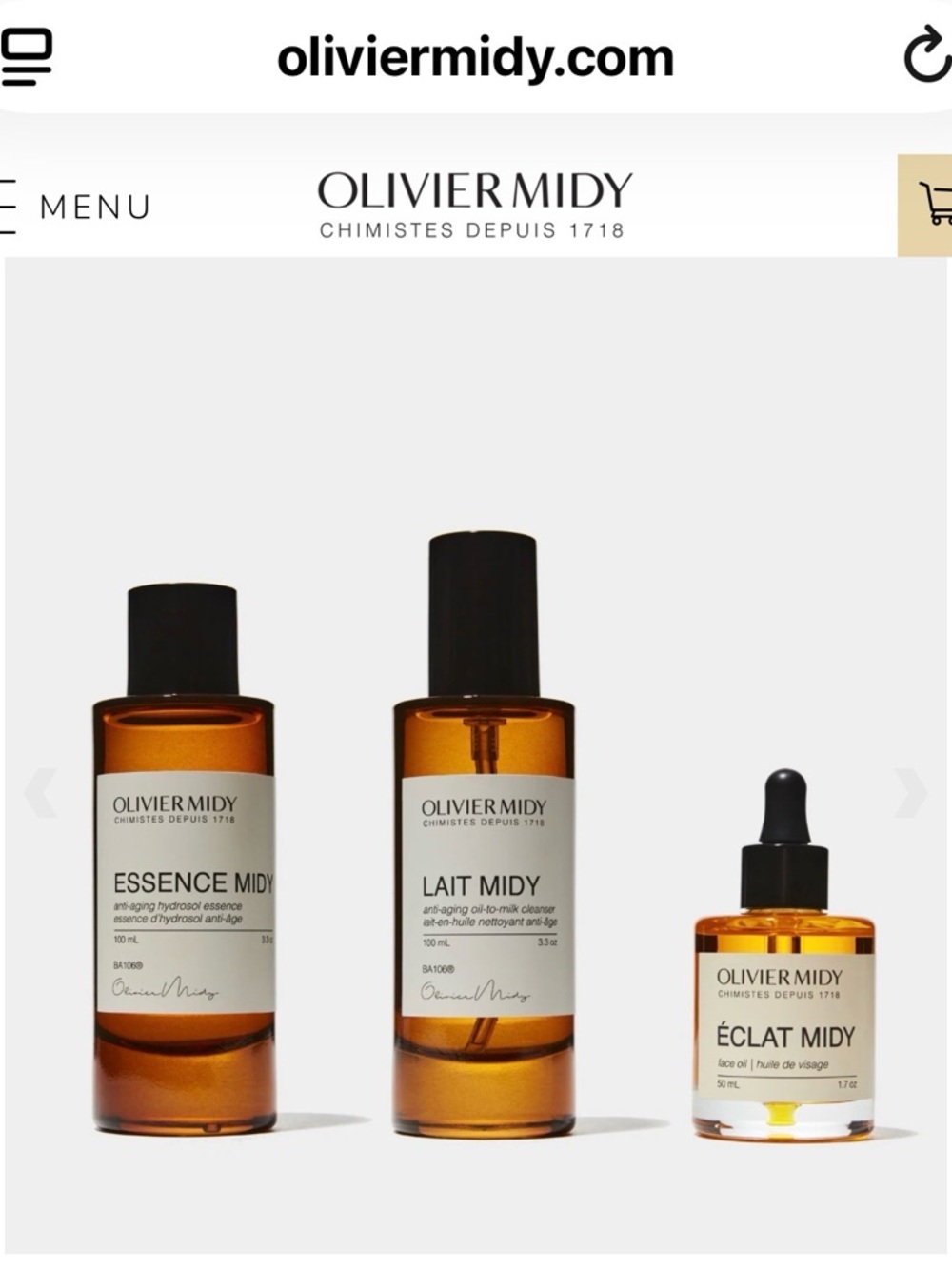 Olivier Midy Amber Facial Skincare Trio - Hydrating Essence, Cleanser & Oil